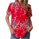 thumbnail image 2 of Fiudx Ofertas Flash Del Día Blusa de Cuello Redondo Estampado Informal a La Moda para Mujer con Blusa con Botones de Manga Media, 2 of 5
