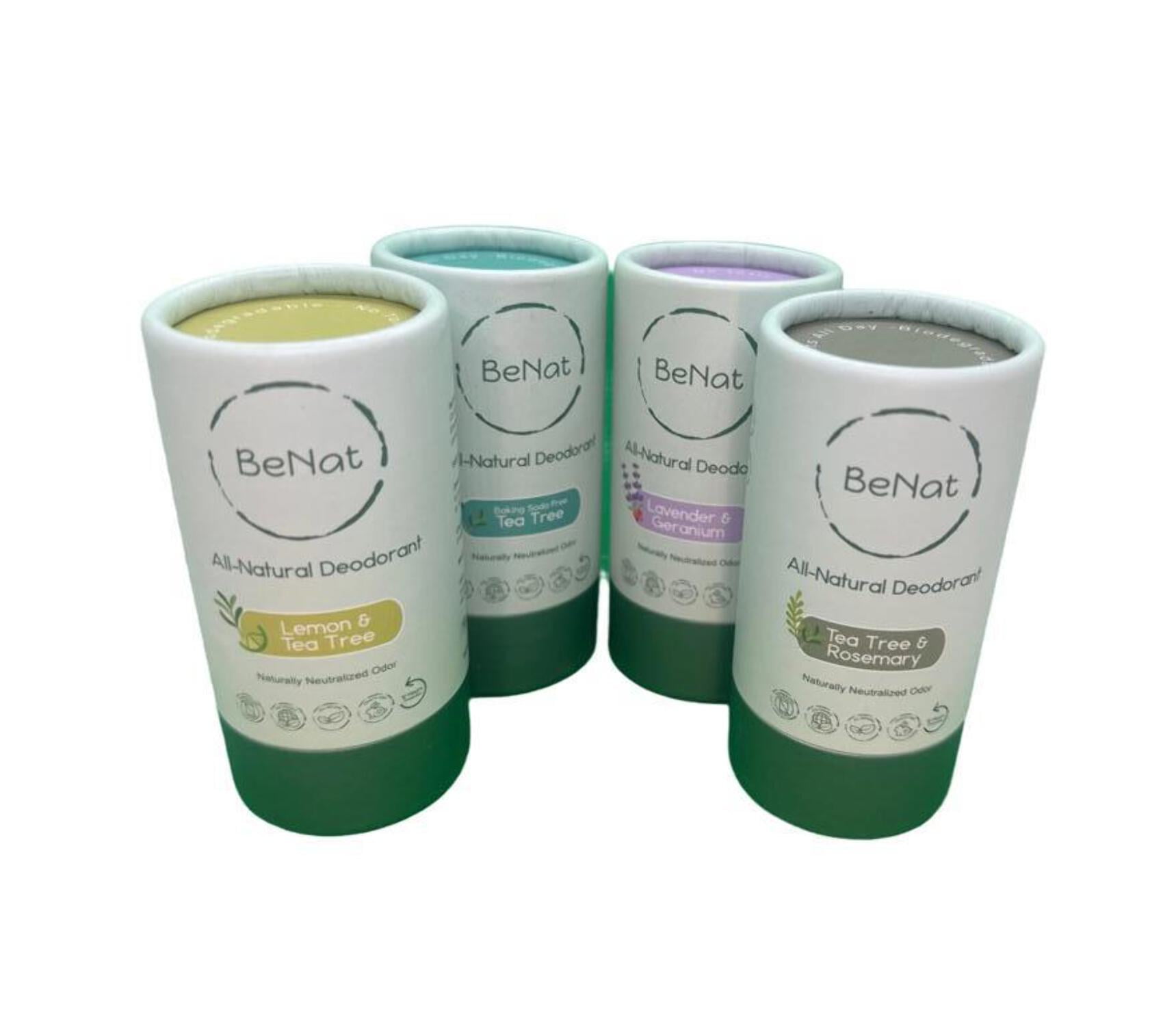 BeNat. 2-Pack. All-Natural Deodorant. Zero-Waste. Lemon & Tea Tree. Eco-Friendly.