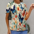 thumbnail image 6 of Watercolor Butterfly T Shirts Basic T-Shirt Short Sleeve Ladies Tee Shirt Summer Graphic Clothing, 6 of 6