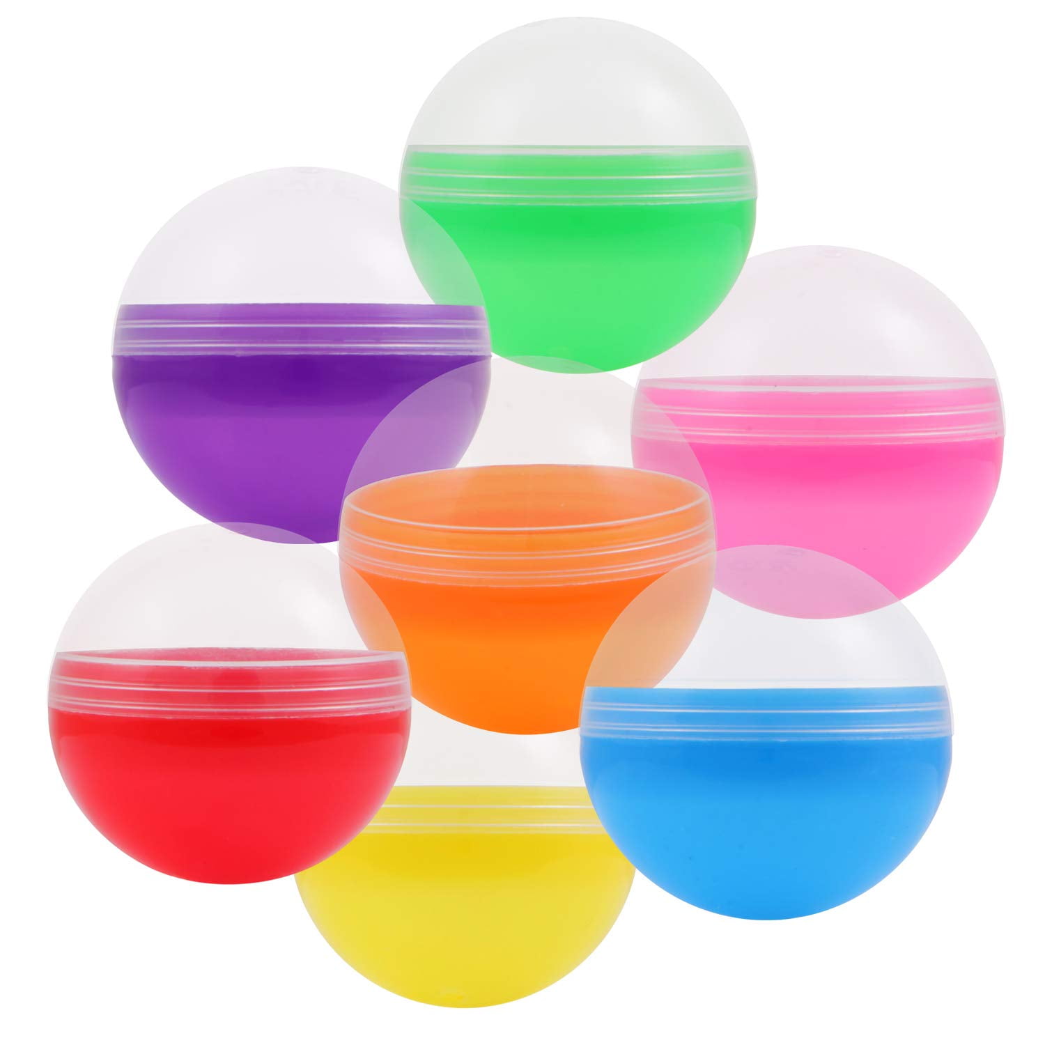 Empty Clear-Colored Round Capsules 2 inch 50 pcs Bulk 7 Colors Capsule For Toy 