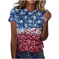 thumbnail image 2 of Xdegoge 4th Of July Tops for Women Patriotic Shirts American Flag Star Graphic Crewneck Short Sleeve Casual Loose Fit Lightweight Summer Independence Day Graphic Tees, 2 of 6