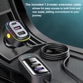 thumbnail image 2 of 6-Port 66W+15W Fast Car USB Charger with 1.5m Extension Cable, ABS Material, 6-Layer Safety Protection, LED Ambient Light & Anti-Slip Clip, Compatible with 12-24V Vehicles (Cars/Trucks/SUVs) - YQ2, 2 of 6