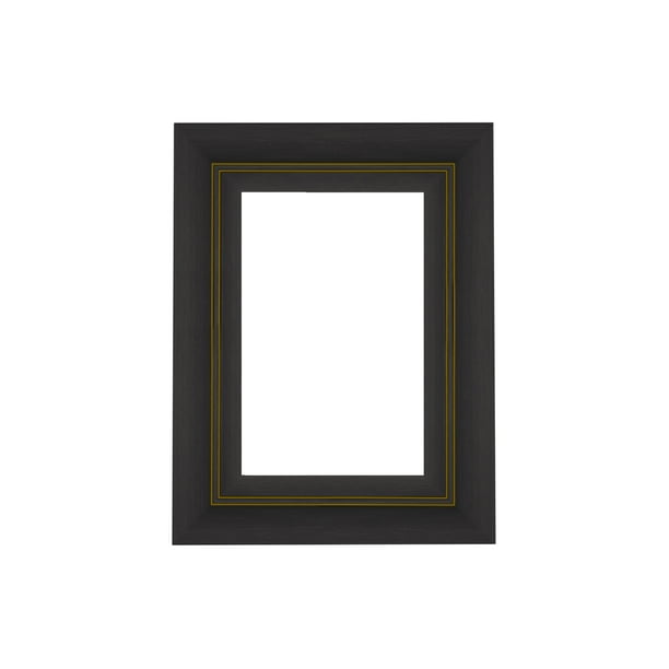 Home Basics 4" x 6" Deluxe Solid Wood Rustic Picture Frame, Black