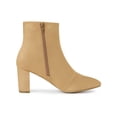 thumbnail image 3 of BLISSFUL STEP Valentine's Women's Boot Dress Side Zip Block Heel Ankle Boots Camel 7, 3 of 7