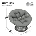 thumbnail image 2 of Leumius 41.5" Papasan Chair, Ergonomic Wicker Chair with Cloud Thick Density Fabric Cushion, Fluid 360 Degree Swivel for Reading,Living Room, Bedroom,Lounge,Gray Base,Gray, 2 of 10