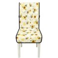 thumbnail image 7 of TSOVTHRID Cute Bee Sunflower Print Dining Chair Covers Quilted Seat Cushion Covers Anti-Slip Stretch Armless Chair Slipcovers Removable Washable with Detachable Strap, Set of 1, 7 of 7