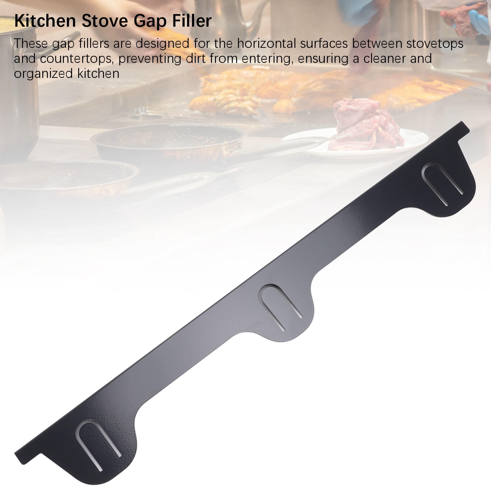 BIMZUC 2‑Pack Stainless Steel Stove Gap Covers – 59.5 × 8 cm Black, Heat‑Resistant, Dust‑Free Kitchen Counter Protector