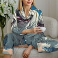 thumbnail image 5 of Xecao Starry Sky Cloud Bulldog Print Women Pajamas Set Soft Sleepwear Pjs long Sleeve Button Down Nightwear with Long Pants, 5 of 6