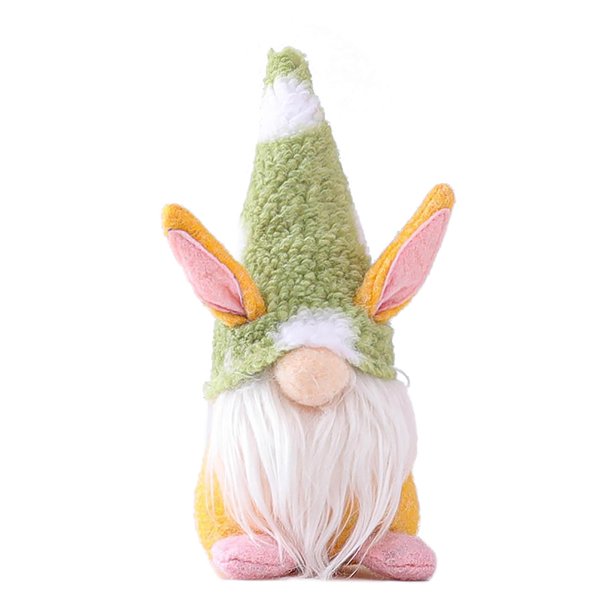 Muñeca de conejito de Pascua Adornos de elfo Decoración para el hogar hecha a mano Muñecas nórdicas sin rostro, Gnomo enano de zanahoria amarilla, Tela no tejida + algodón Pp, 23 cm
