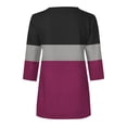 thumbnail image 4 of Inverlee Women's Color Block 3/4 Sleeve Tops Half Zip Casual Trendy V Neck Tees Daily Loose Fit Summer Blouses Hot Pink S, 4 of 5