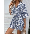 thumbnail image 5 of Summer Ladies‘ Floral Pattern Dolman Sleeve Summer Women Beach Jumpsuit With Shorts, 5 of 7