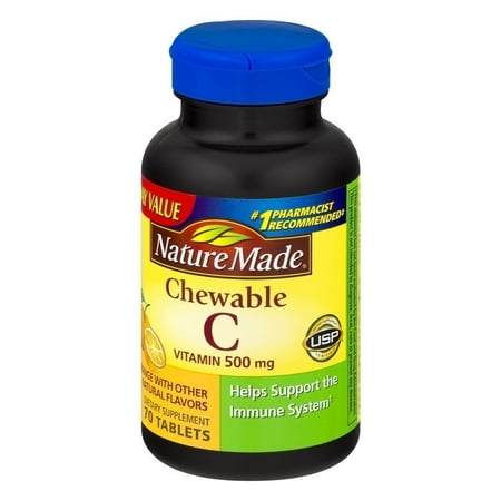 Nature Made Chewable Orange Vitamin C, 500mg Tablets, 70 count