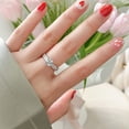 thumbnail image 5 of 925 mujeres con anillo de compromiso de plata, boca ajustable, diamante real de 1 quilate, 5 of 5