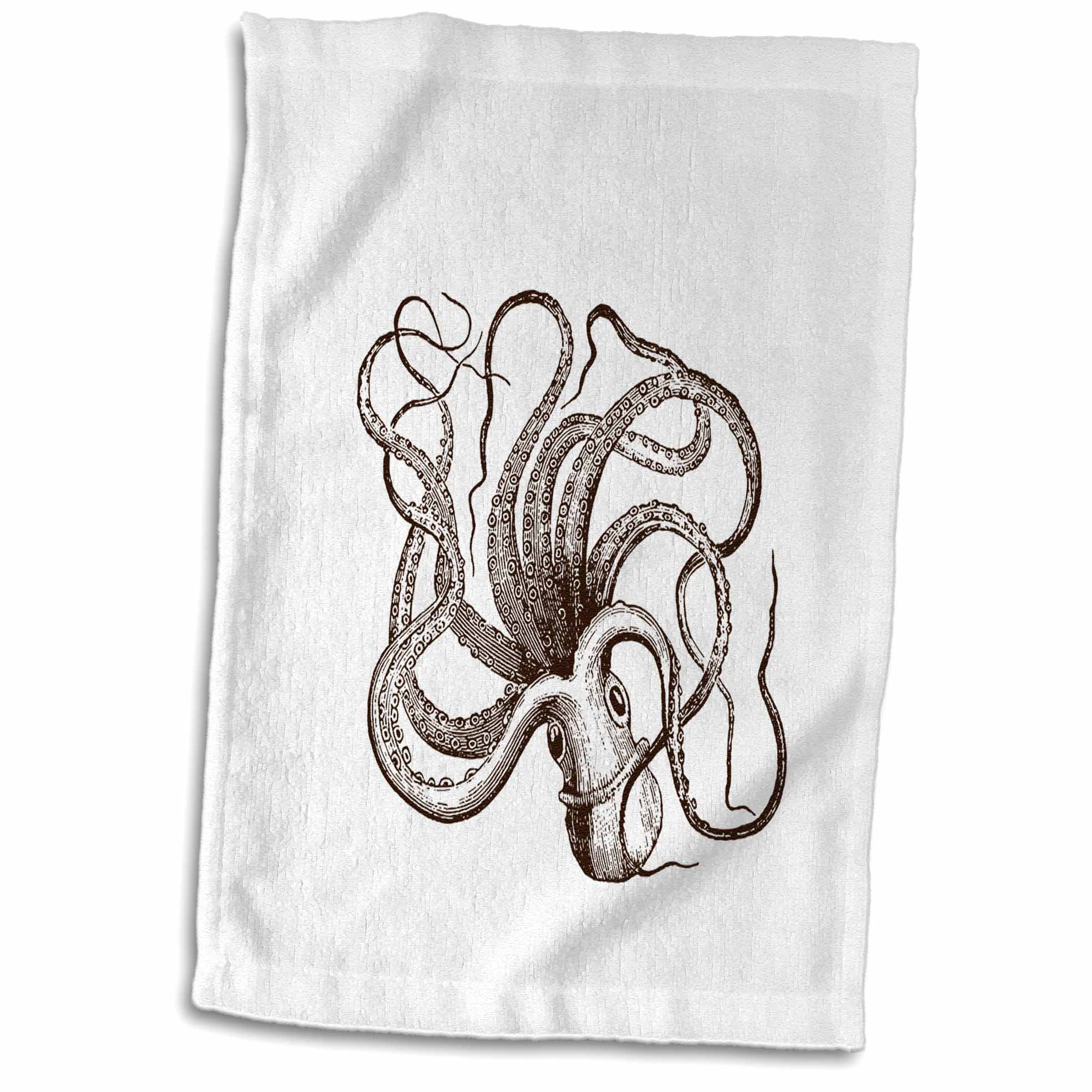 Coral Octopus Fish Coastal Sea Creature Kitchen Bar Towel Set Cotton Napkin 