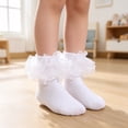thumbnail image 3 of Little Girls Glitter Organza Big Ruffle Socks, Frilly Sheer Mesh Ankle Dress Socks, Sparkly Princess Socks for Party, Birthday, Holiday Outfits, Assorted Shiny Trim Colors White 2XS, 3 of 7