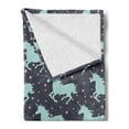thumbnail image 2 of Unicorn Soft Flannel Fleece Throw Blanket, Magic Horse Twinkle Little Spot Stars and Dark Background Art, Cozy Plush for Indoor and Outdoor Use, 60" x 80", Dark Blue and Pink, by Ambesonne, 2 of 5