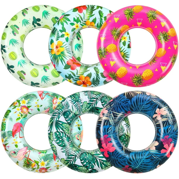 Flotadores para piscina abiertos, 83 cm, hojas tropicales, paquete de 6