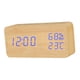 thumbnail image 4 of Reloj despertador LED Mesa de madera Humidómetro Termómetro Control de voz Temporizador de escritorio digital, Madera de bambú Luz azul Advancent HA004025-01, 4 of 6