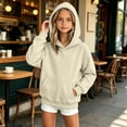 thumbnail image 5 of Kids Hooded Sweatshirt Solid Color Long Sleeve Warm Pullover With Pocket, 5 of 7