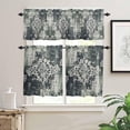 thumbnail image 2 of Green Boho Kitchen Curtains and Valances Set, Rod Pocket Curtains Tier Farmhouse Window Curtains 24 Inch Length, Shabby Ombre Retro Chic Flowers Texture 3 Piece Kitchen Curtains Set, 2 of 6