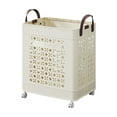 thumbnail image 3 of Xuniizn Laundry Hamper, 55L Collapsible Laundry Basket with Wheels,Waterproof Hamper with Handle, Multi Functional Laundry Sorter and Organizer, Tall Baskets for Organizing, Beige, 3 of 7
