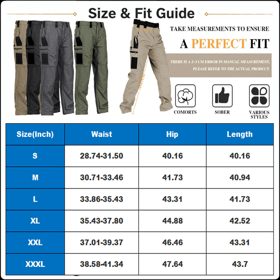Mens Casual Pants Canvas Heavy Duty Tactical Quick Dry Utility Pockets Utility Work Tactical Pants for Men, M
