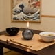 thumbnail image 4 of Lámpara de aceite redonda de vidrio a rayas con base de hierro | Decoración de mesa sin humo para el hogar, la sala o el patio | Centro de mesa minimalista moderno, 4 of 6