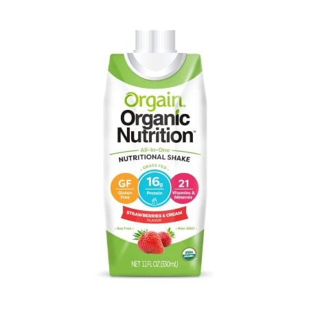 Orgain Strawberries & Cream Organic Nutritional Shakes, 11 fl oz, 4 count