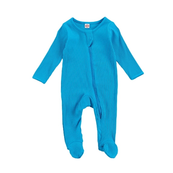 Seyurigaoka Children's Romper Striped Cotton Crew Neck Long Sleeve Newborn Zipper Foot Wrap Baby Jumpsuit