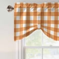 thumbnail image 3 of Orange Plaid Tie Up Valance Curtains for Windows, Kitchen Curtains Window Shades, Gradient Geometric Buffalo White Checkered Light Filtering Roman Curtain Valances for Bedroom/Bathroom/Cafe 42"x12", 3 of 9