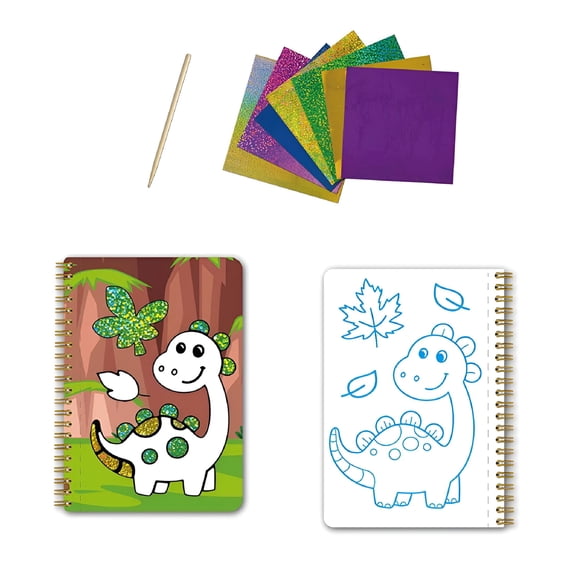 CCOCC Foil Art Fun&Craft Activity Toys Kit,Foil Animals Crafts Fun Diy Creative Toy of the Year,No Mess Creative Foils Art Kits Set Drawing Game,Christmas Birthday Gifts Crafts for Age 3