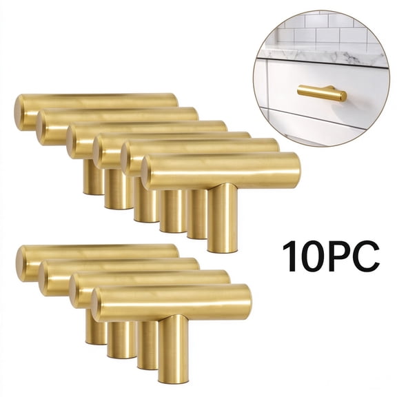 Lipengxiao 10 pack Single Hole Gold Cabinet Knobs and Pulls, Door Cupboards Bedroom Furniture Handles, 50mm/2in Overall Length