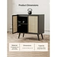 thumbnail image 3 of Longmaya Buffet Cabinet with Storage, Boho Sideboard Kitchen Cabinet with Rattan Doors, Accent Cabinet with Solid Wood Feet for Dining Room, Hallway, Cupboard (1 Pack, Black), 3 of 7