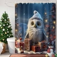 thumbnail image 4 of Christmas Owl Shower Curtains for Bathroom, with Gift Santa Hat Christmas Tree Blue Sky Waterproof Fabric Shower Curtain for Bathroom Bathtub Decoration, Machine Washable, 72"x72", 4 of 9