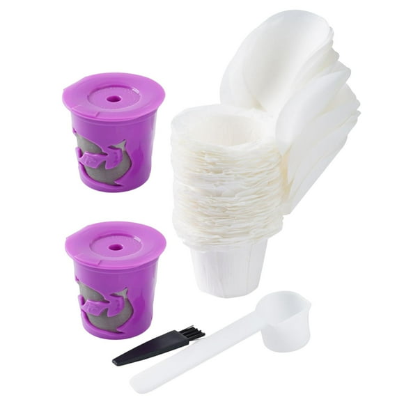 50x Filtres en Papier pour Café avec Couvercle de Rechange, Capsule Réutilisable Simple de Qualité Supérieure pour Accessoires de Fabricant 2.0, Style C