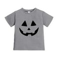 thumbnail image 2 of ZHOGXU Big Girls Boys Halloween T Shirt Short Sleeve Round Neck Pumpkin Face Print Comfortable Breathable Top For Party And Daily Wear Grey 7-8 Years, 2 of 4