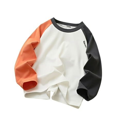 

kpmatpey Boys Clothes Crew Neck Long Sleeve Casual Sweatshirts Color Block Fall Going out Pullover Tops