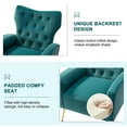 thumbnail image 5 of Velvet Accent Chair Upholstered Sofa Armchair with Button Tufted Back for Home Living Room, BLUE, 5 of 7