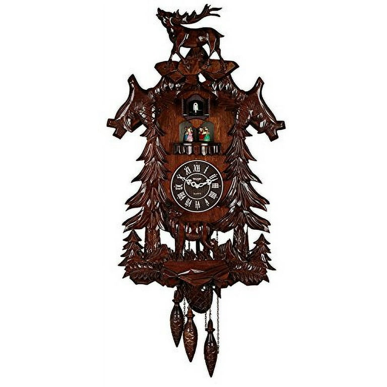 Kendal Vivid Large Deer Handcrafted Wood Cuckoo Clock with 4
