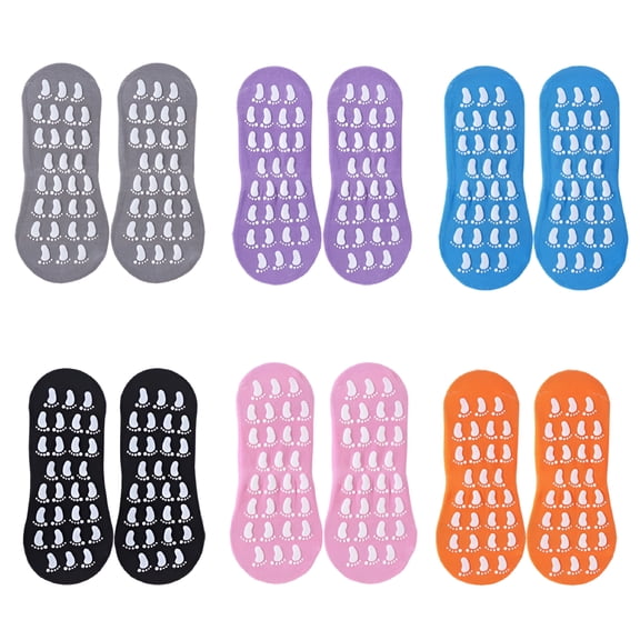 TELOLY 6Pairs Slipper Socks for Women Non Slip Skid Gripper Socks Trampoline Socks for Adults Hospital Socks Yoga Socks