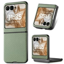 Designed for Motorola Razr 2024 Folding Case, Carbon Fiber Texture TPU, Shockproof Lightweight Slim Drop Protection Cover for Motorola Razr 2024, Green