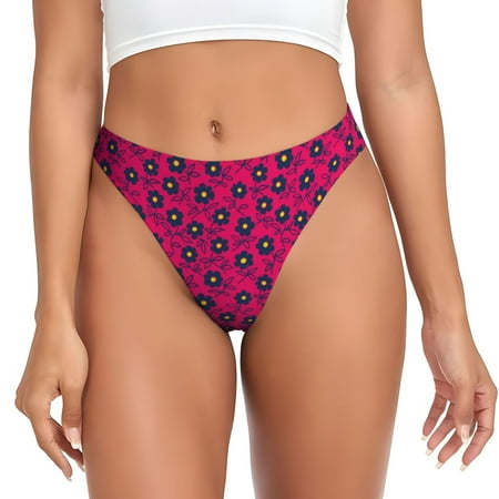 Qokaie Floral Colorful Printed Women s Cotton Thong Underwear  Sexy Breathable Panties G-string-Large