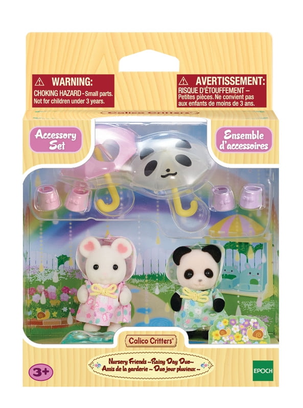 Calico Critters Nursery Friends Rainy Day Duo, Set of 2 Collectible Doll Figures with Accessories
