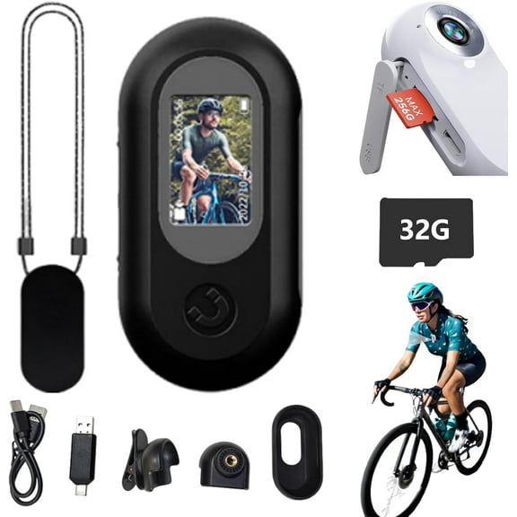 Varnock HD Action Camera, The Snap Cam, 170° Wide Thumb POV Portable Body Cam Wearable with Audio & Video, Mount Anywhere for Motorcycle, Helmets, Cycling(HD Black 32G)