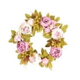 thumbnail image 2 of Artificial Peony Flower Wreath - Vintage Blooming Silk Peonies Spring Summer Fall Winter Large Wreaths Flower Green Leaves for Outdoor Front Door Indoor Wedding Wall Or Window Décor, 2 of 8