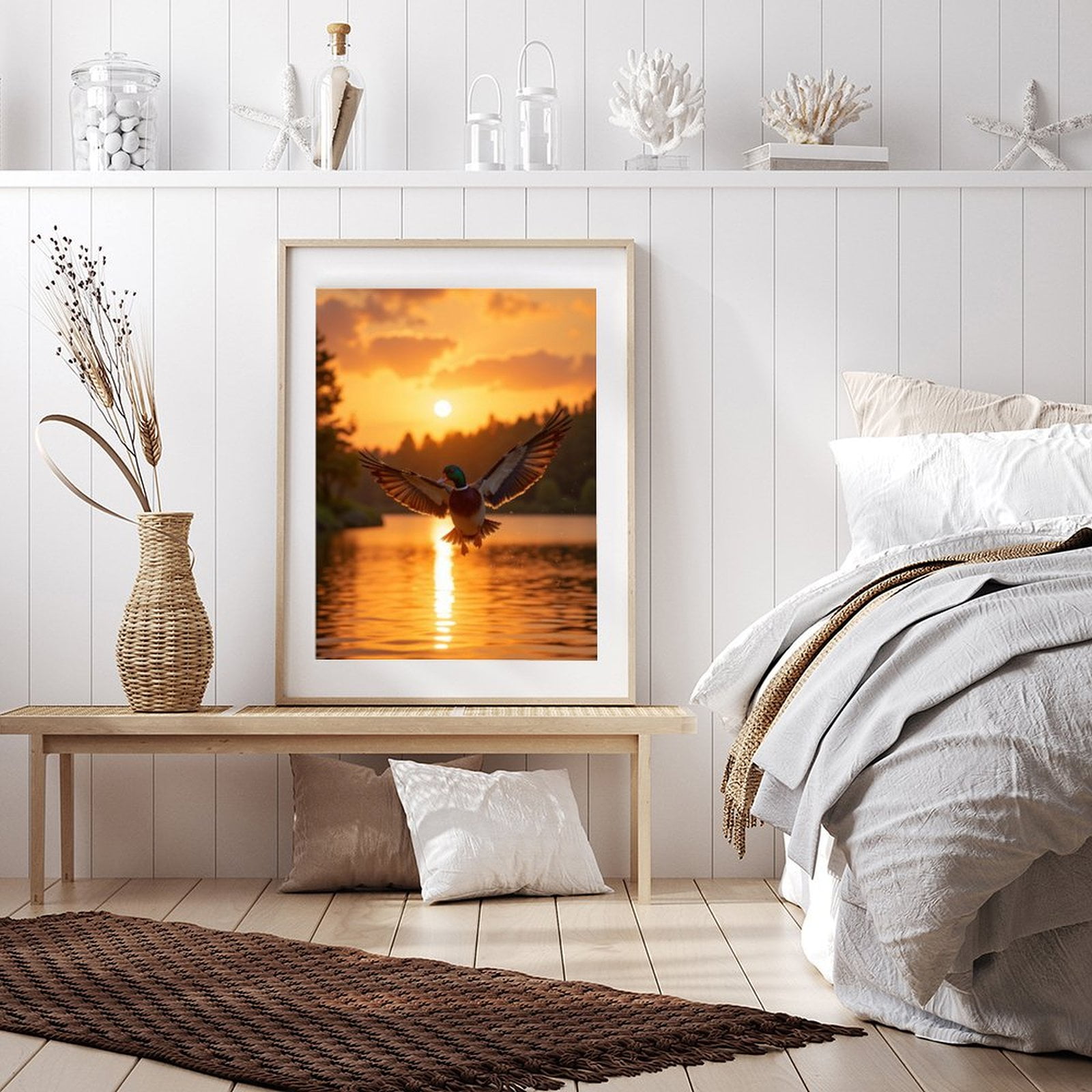 Diamond Art Kits for Adults - 5d Duck Sunset Over Lake Flight Diamond Painting for Adults, Diamond Art for Adults Beginners, Diamond Painting Kits for Adults for Home Wall Decor