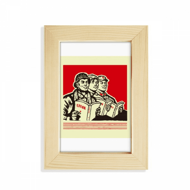Chine Rouge Éducation Propagande Production Bureau Affichage Photo Cadre Image Art Peinture 5 X 7 Pouces