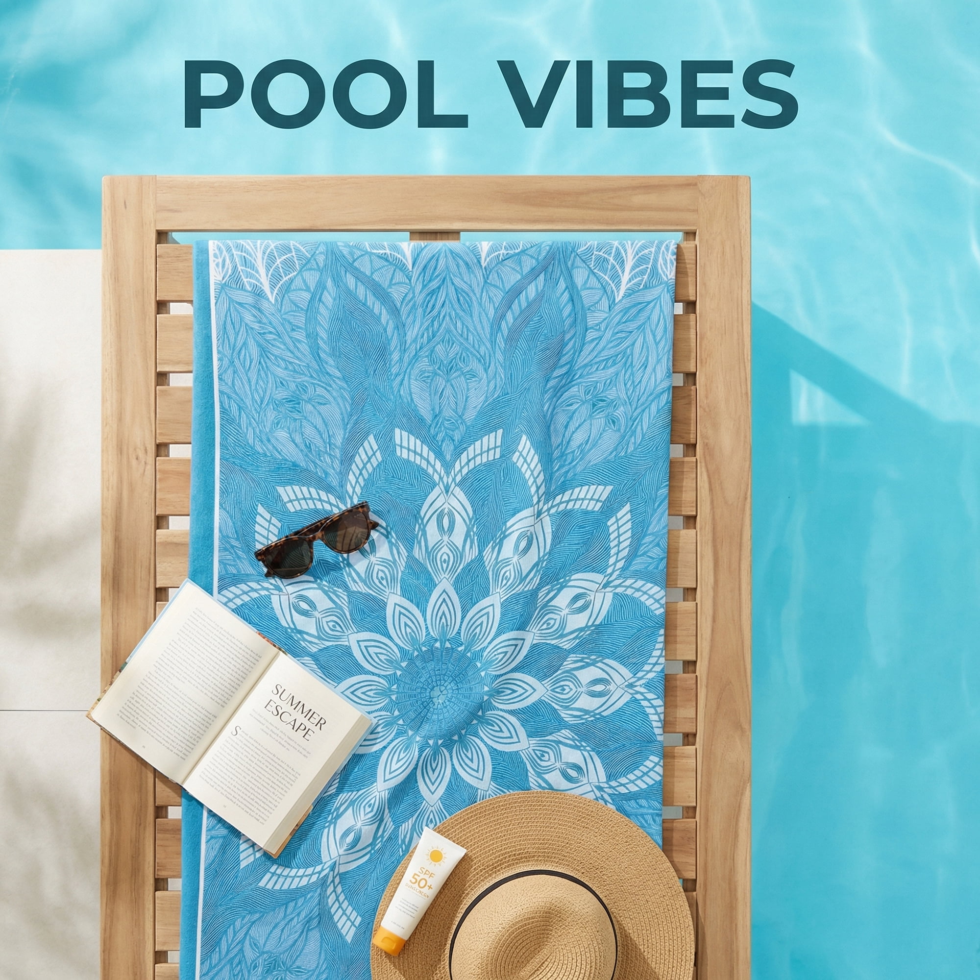 Unique Bargains 2 Pack Absorbent Lightweight Beach Towel Turquoise/MultiColor 71" x 35"