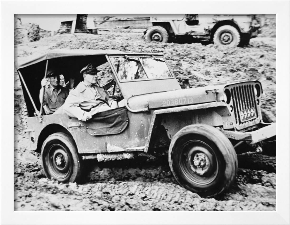Art print POSTER General Douglas MacArthur Riding in Jeep