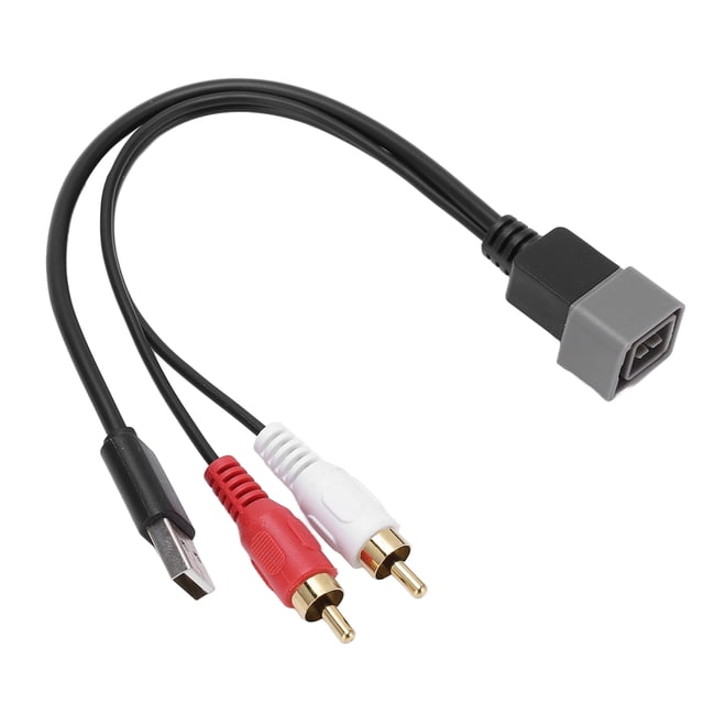 Convertidor de cables de video, 23 cm/9,06 pulgadas, adaptador de audio y video auxiliar para automóvil de 8 pines, adaptador de enchufe USB-RCA, rendimiento potente